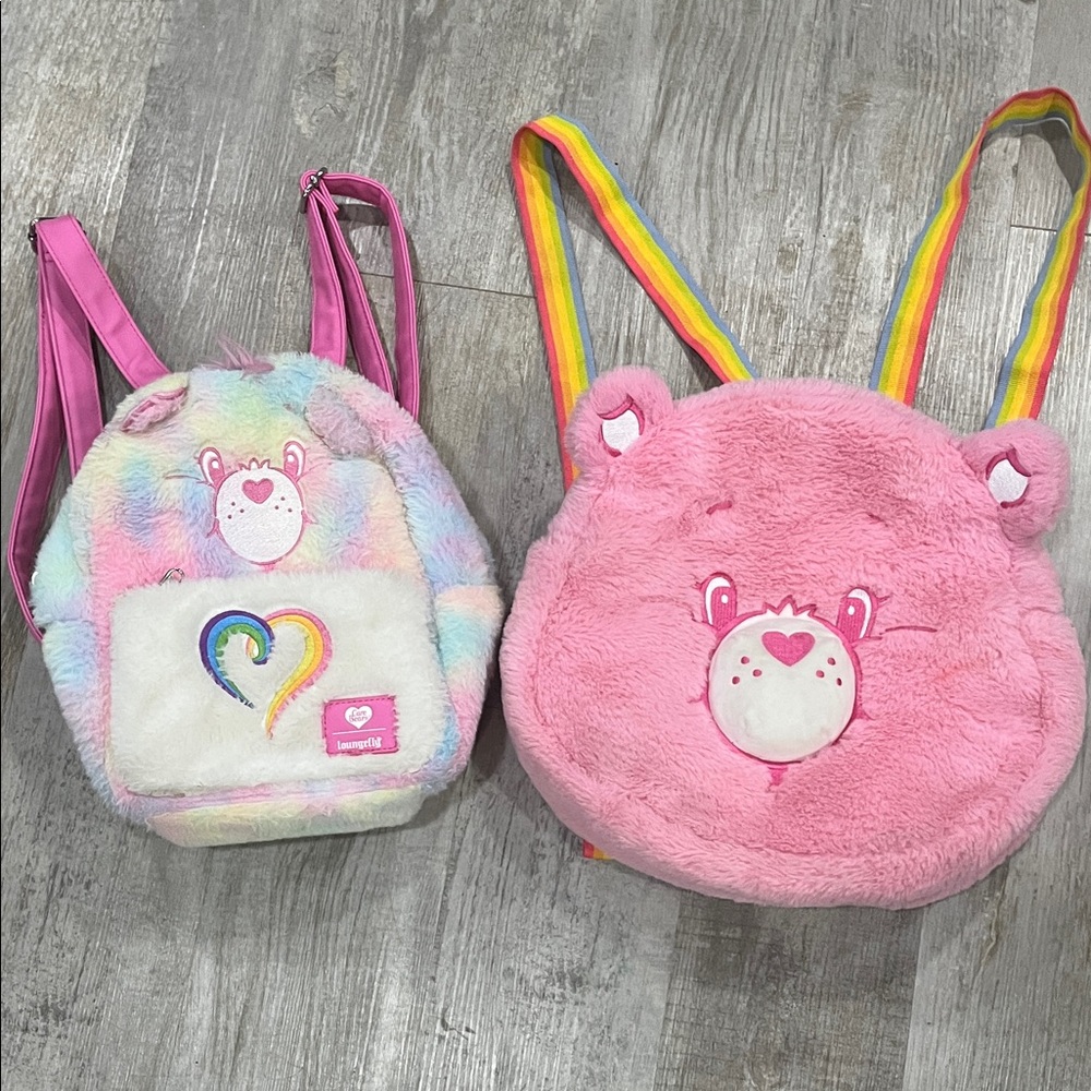 Care Bears Loungefly backpack 🎒 Colorful Plush Bear Backpack Set cute - Picture 3 of 13